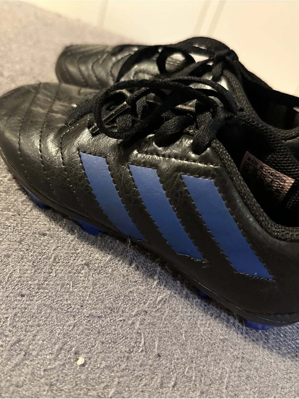adidas Kids Black and Blue Soccer Sneakers
